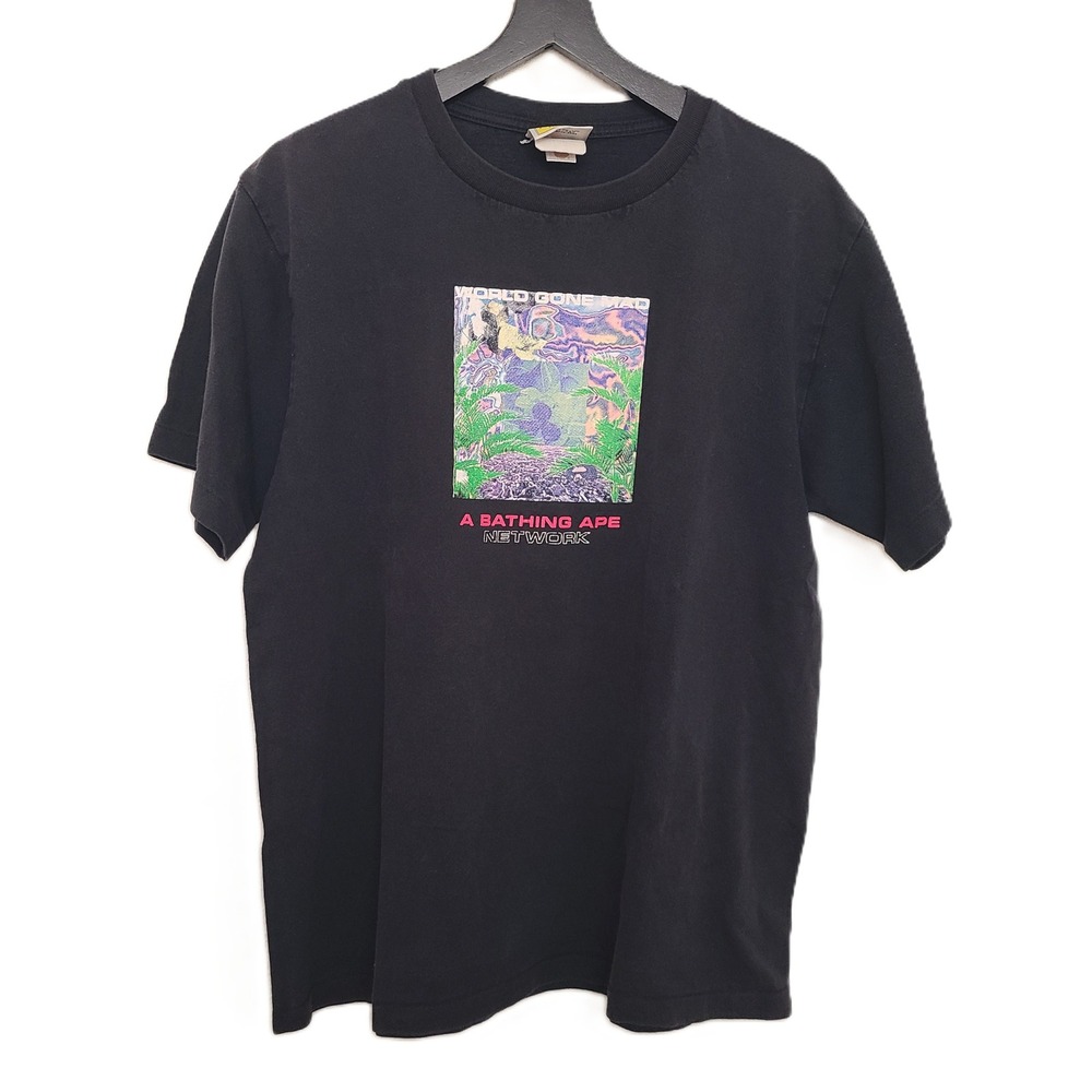 BAPE Bathing Ape Network 100% Cotton‎ Tee T Shirt MEDIUM World Gone Mad Men